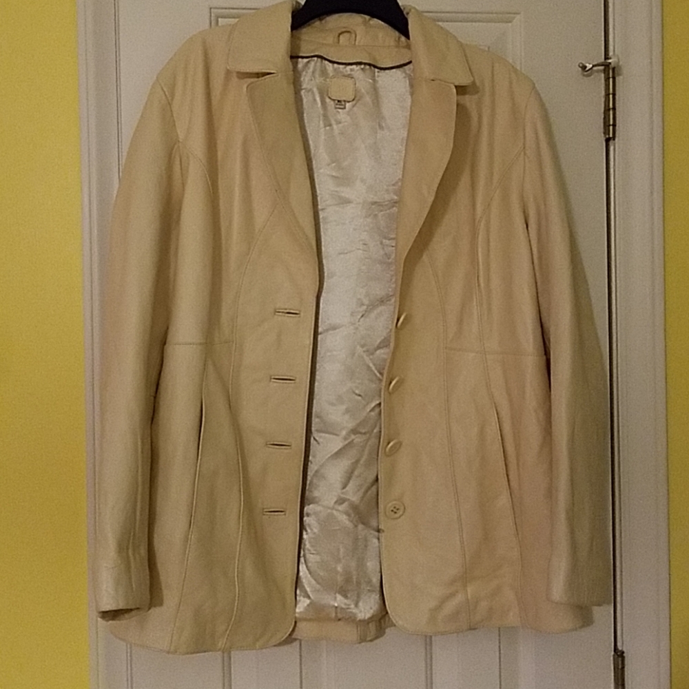 Cream Color Leather Jacket